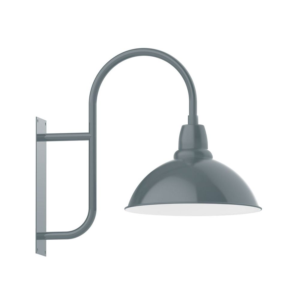 Montclair Lightworks WMF109-40-G06 18" Cafe Shade, Wall Mount Light With Frosted Glass And Cast Guard, Slate Gray